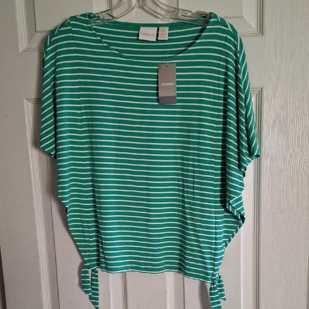 Chico's Green Striped Top